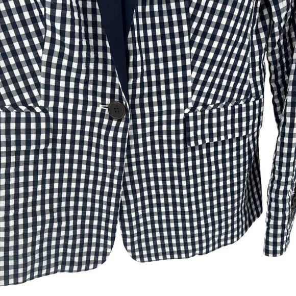 J.Crew Gingham blue white Blazer nautical preppy casual vacation office size 2 - Picture 4 of 11